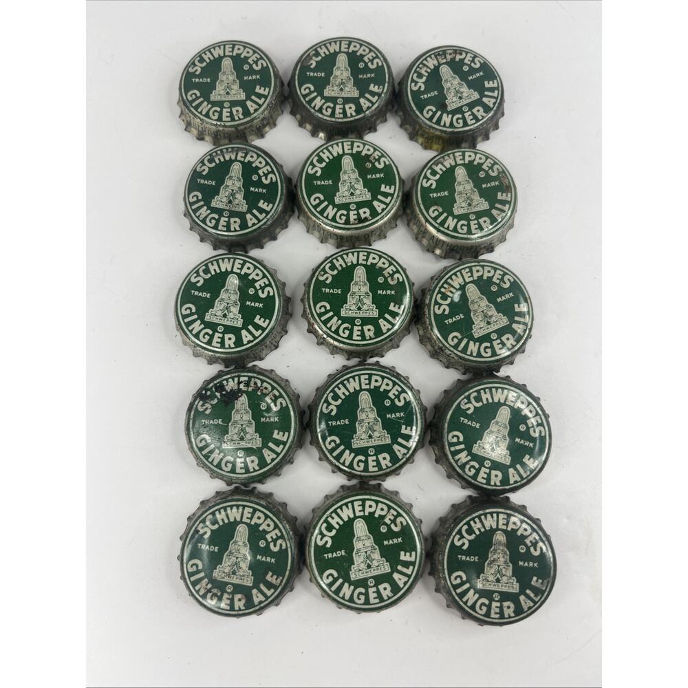 15 Rare Vintage Schweppes Ginger Ale Cork Lined Bottle Cap Crown